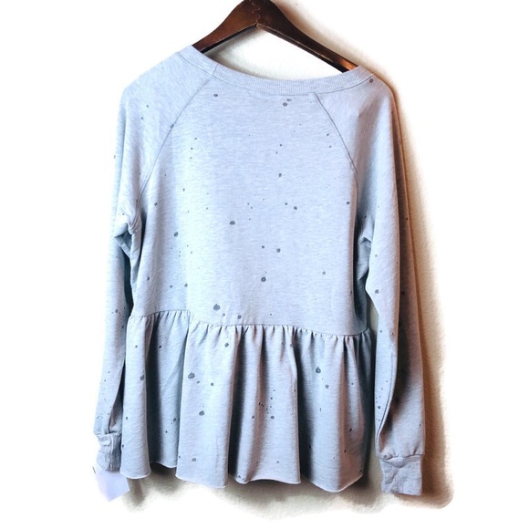 Torrid || Distressed Grayish Peplum Top Blouse - Picture 3 of 7